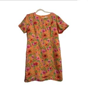 Chadwick’s Womans Size 14W Sheath Dress Spring Orange Pink Flowers Lined